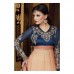 Mehak Blue and Orange Net Long Length Designer Dress 